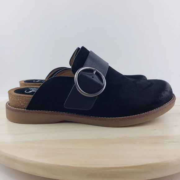 Sofft Slip on Clog Mules Women's Sz 8M Billie Black Leather Suede Comfort Casual - Picture 5 of 12